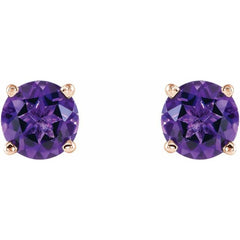 14K Rose 5 mm Natural Amethyst Stud Earrings