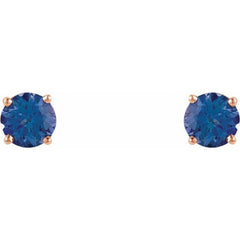 14K Rose 5 mm Natural Tanzanite Stud Earrings