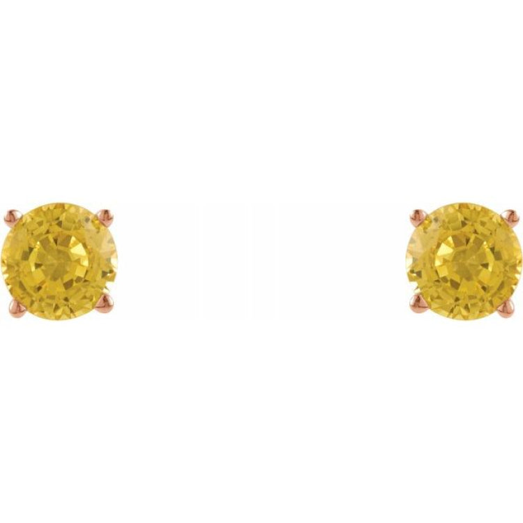 14K Rose 5 mm Natural Yellow Sapphire Stud Earrings