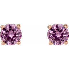 14K Rose 2.5 mm Natural Pink Sapphire Stud Earrings