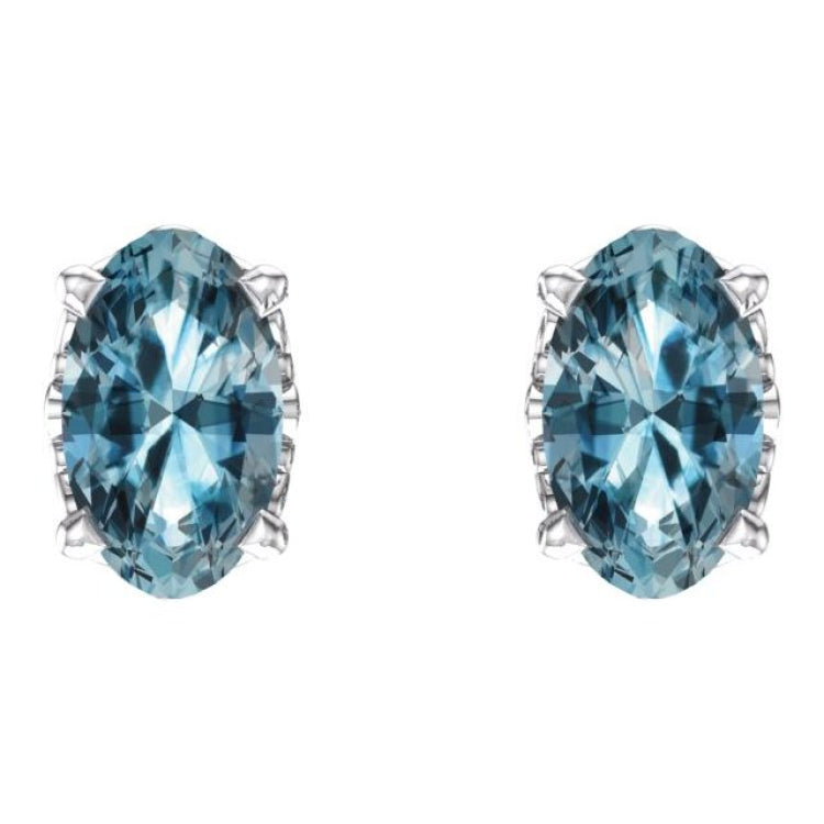 14K White Natural Sky Blue Topaz Earrings