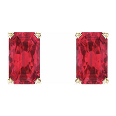 14K Yellow Lab-Grown Ruby Earrings