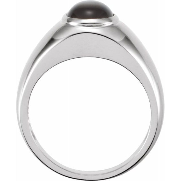 14K White Natural Black Onyx Bezel-Set Ring