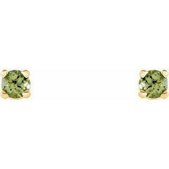 14K Yellow 2.5 mm Natural Peridot Stud Earrings