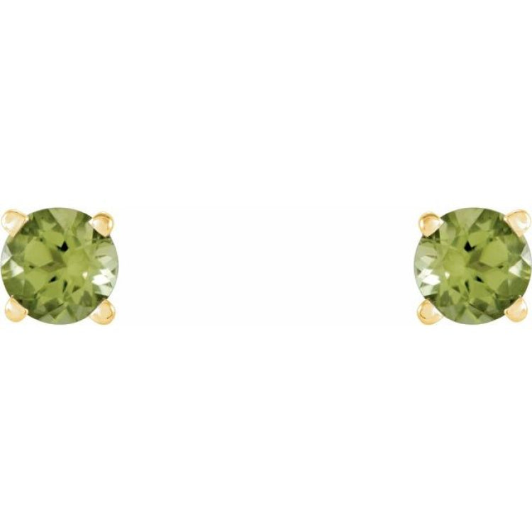 14K Yellow 4 mm Natural Peridot Stud Earrings