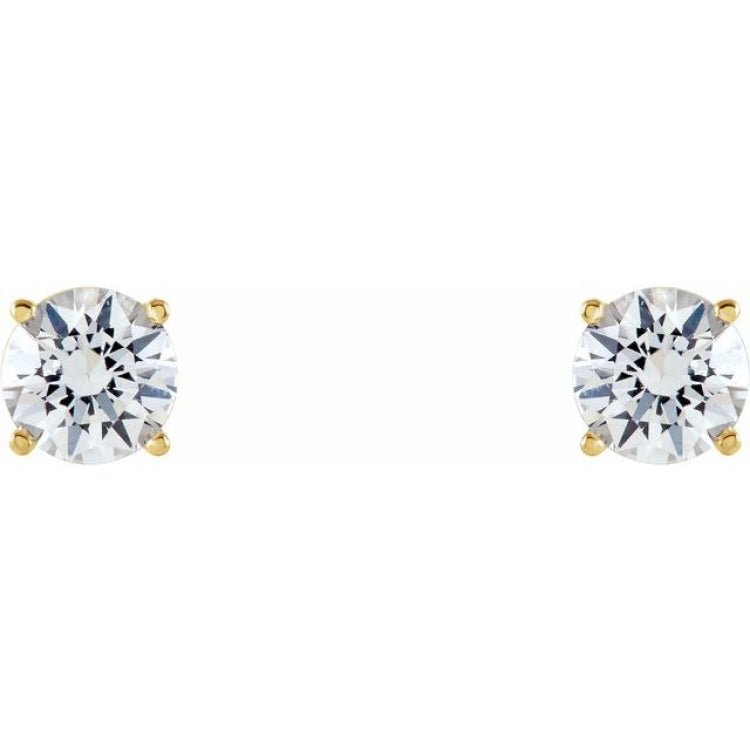 14K Yellow 5 mm Natural White Sapphire Stud Earrings