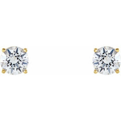 14K Yellow 5 mm Natural White Sapphire Stud Earrings