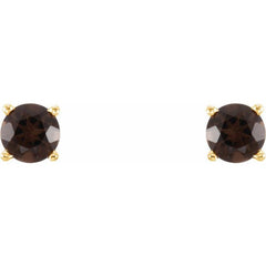 14K Yellow 4 mm Natural Smoky Quartz Stud Earrings