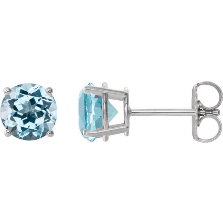 14K White 2.5 mm Natural Sky Blue Topaz Stud Earrings