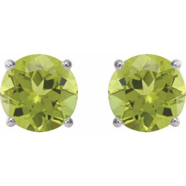 14K White 5 mm Natural Peridot Stud Earrings