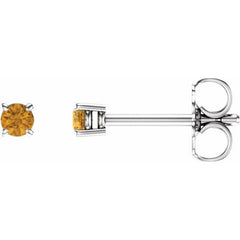 14K White 2.5 mm Natural Citrine Stud Earrings