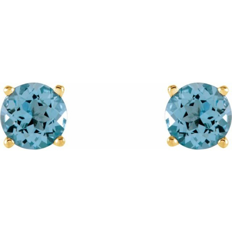 14K Yellow 5 mm Natural Sky Blue Topaz Stud Earrings