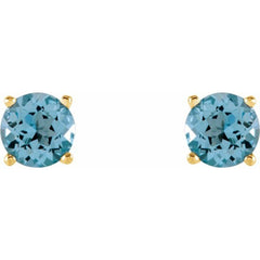14K Yellow 5 mm Natural Sky Blue Topaz Stud Earrings