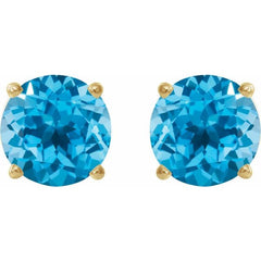 14K Yellow 5 mm Natural Swiss Blue Topaz Stud Earrings