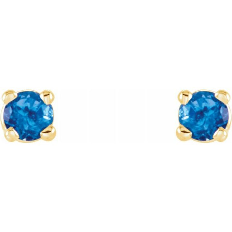 14K Yellow 2.5 mm Natural Swiss Blue Topaz Stud Earrings