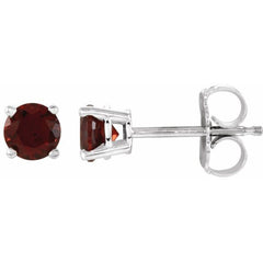 14K White 4 mm Natural Mozambique Garnet Stud Earrings