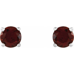 14K White 4 mm Natural Mozambique Garnet Stud Earrings