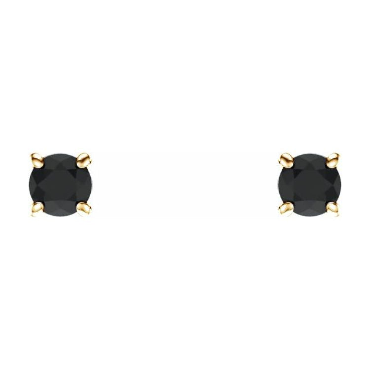 14K Yellow 2.5 mm Natural Black Onyx Stud Earrings