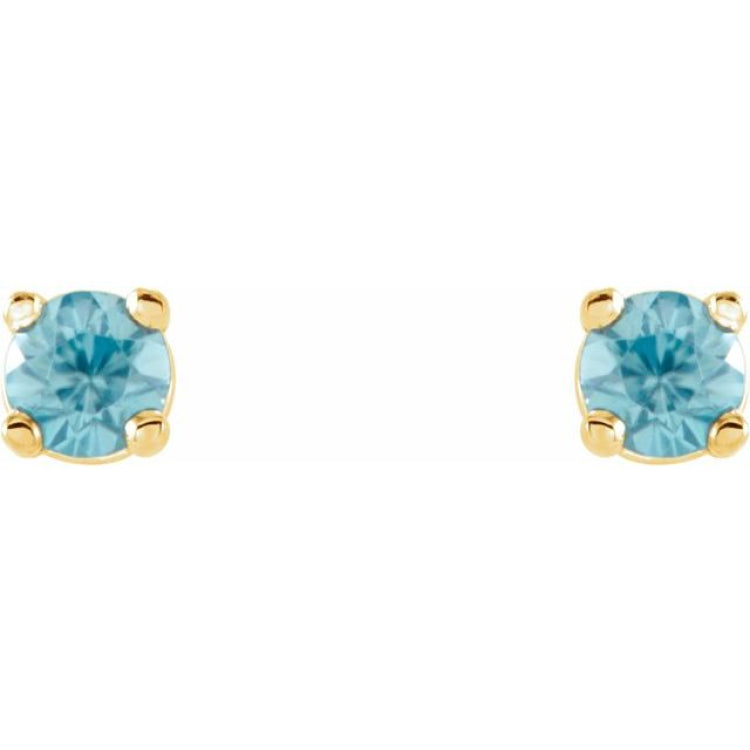 14K Yellow 2.5 mm Natural Blue Zircon Stud Earrings