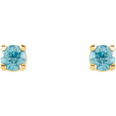 14K Yellow 2.5 mm Natural Blue Zircon Stud Earrings