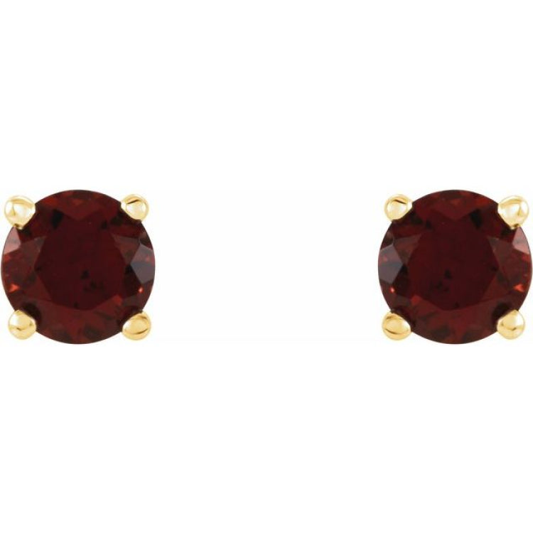 14K Yellow 4 mm Natural Mozambique Garnet Stud Earrings