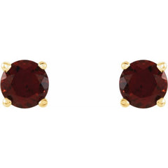 14K Yellow 4 mm Natural Mozambique Garnet Stud Earrings