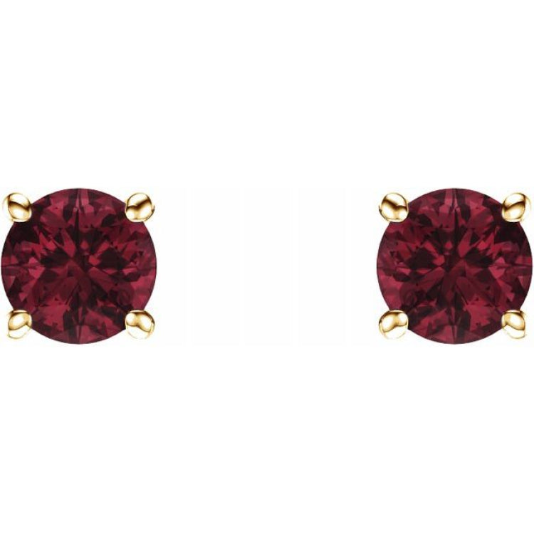 14K Yellow 5 mm Natural Mozambique Garnet Stud Earrings
