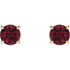 14K Yellow 5 mm Natural Mozambique Garnet Stud Earrings