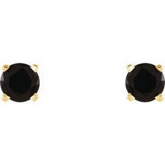 14K Yellow 4 mm Natural Black Onyx Stud Earrings