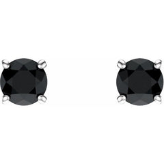 14K White 5 mm Natural Black Onyx Stud Earrings
