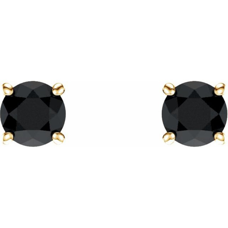 14K Yellow 5 mm Natural Black Onyx Stud Earrings