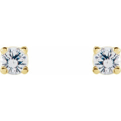 14K Yellow 2.5 mm Natural White Sapphire Stud Earrings
