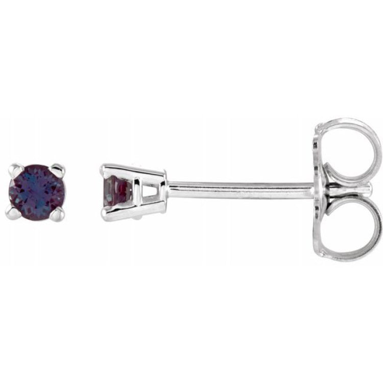 14K White 2.5 mm Lab-Grown Alexandrite Stud Earrings