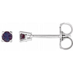 14K White 2.5 mm Lab-Grown Alexandrite Stud Earrings