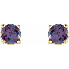 14K Yellow 4 mm Lab-Grown Alexandrite Stud Earrings