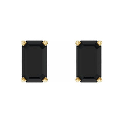 14K Yellow Natural Black Onyx Earrings