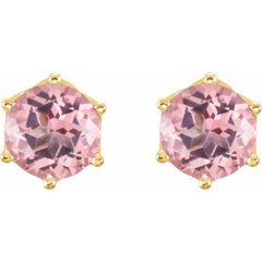 14K Yellow Natural Pink Morganite Earrings
