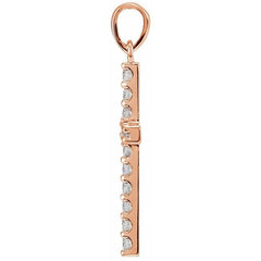 14K Rose 1/2 CTW Natural Diamond Cross Pendant