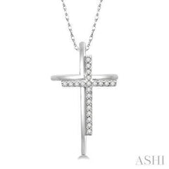 10K 0.10CT Diamond Cross Pendant