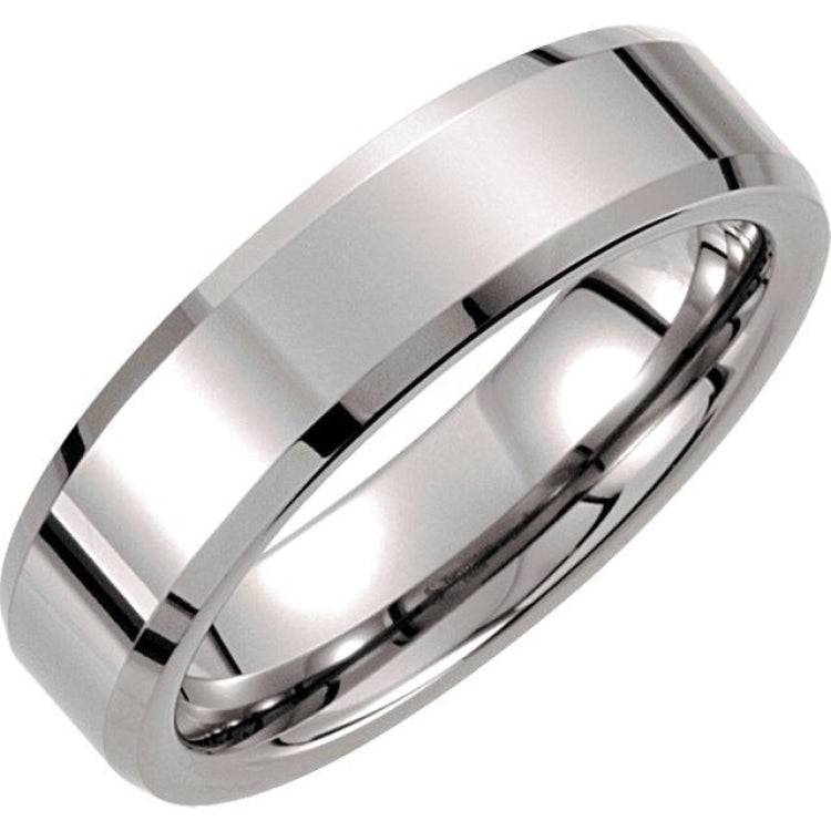 Tungsten 6 mm Beveled-Edge Band Size 12