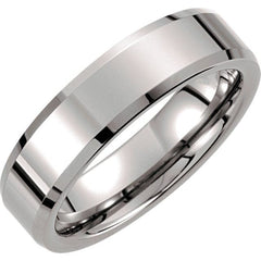 Tungsten 6 mm Beveled-Edge Band Size 12