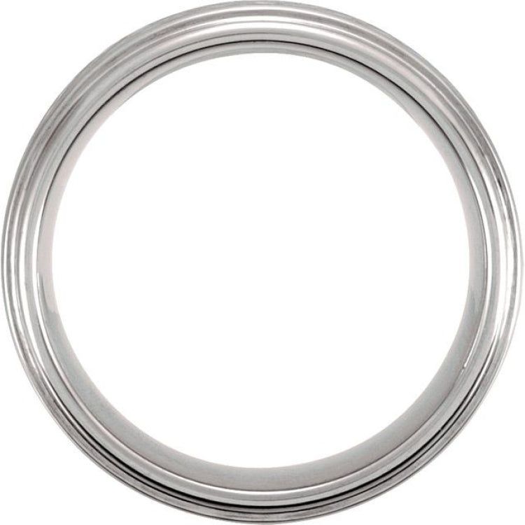 Tungsten 8 mm Stepped-Edge Comfort-Fit Flat Band Size 9.5