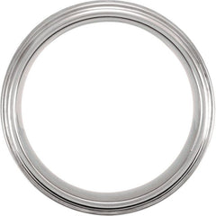 Tungsten 8 mm Stepped-Edge Comfort-Fit Flat Band Size 9.5