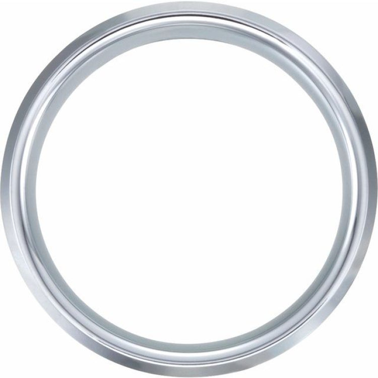 White Tungsten 8 mm Beveled-Edge Comfort-Fit Band Size 7.5