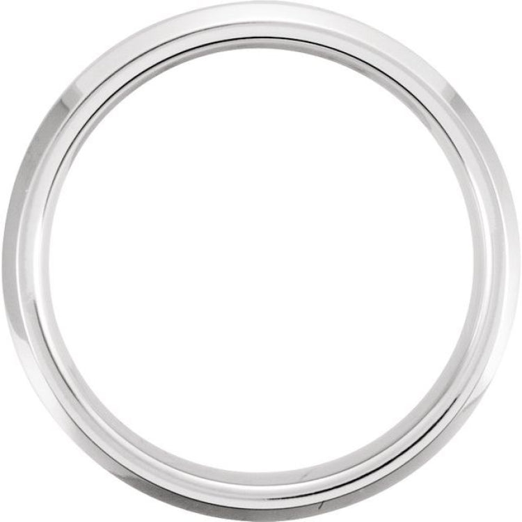 White Tungsten 6 mm Beveled-Edge Inlay Band Size 8.5