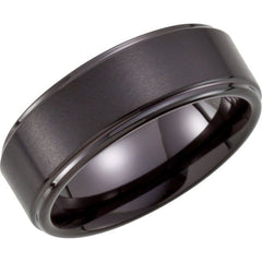 Black PVD Tungsten 8 mm Stepped-Edge Comfort-Fit Band Size 14