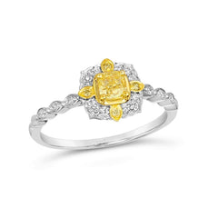 14k Vanilla-Gold .36ct-Yellow-Diamond .13ct-Vanilla-Diamond Ring