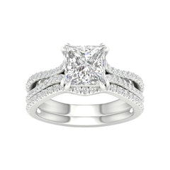 14K 2.50CT-Lab-Diamond VS1-Clarity/F-Color Princess-Cut Solitaire-Bridal-Set