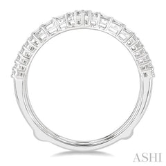 1/3 ctw Chevron Baguette and Round Cut Diamond Insert Ring in 14K White Gold