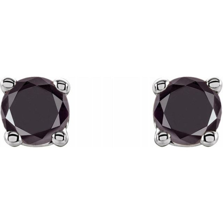 14K White Gold 1/8 CTW Natural Black Diamond Earrings